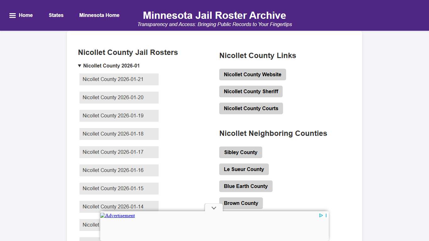 Nicollet County - Minnesota Jail Rosters